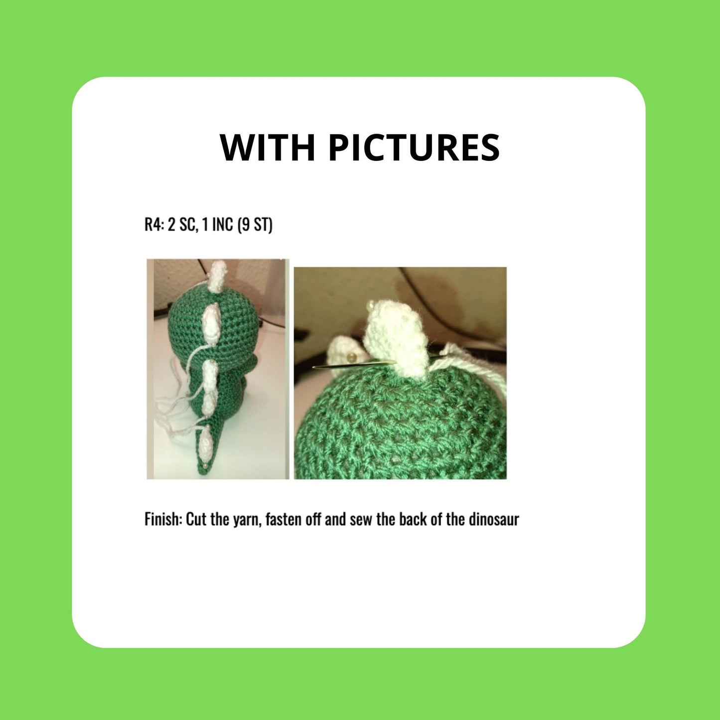 Dinosaur Crochet Pattern - Amigurumi for beginners - Easy step by step