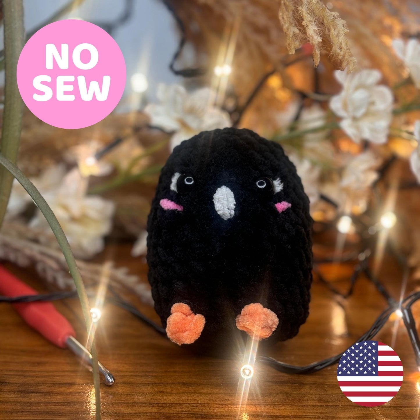 Mini Amigurumi Crow Crochet Pattern β No Sew PDF β Kawaii Bird Plushie β Easy Halloween Decor β Cute Blackbird Pattern β Beginner Amigurumi