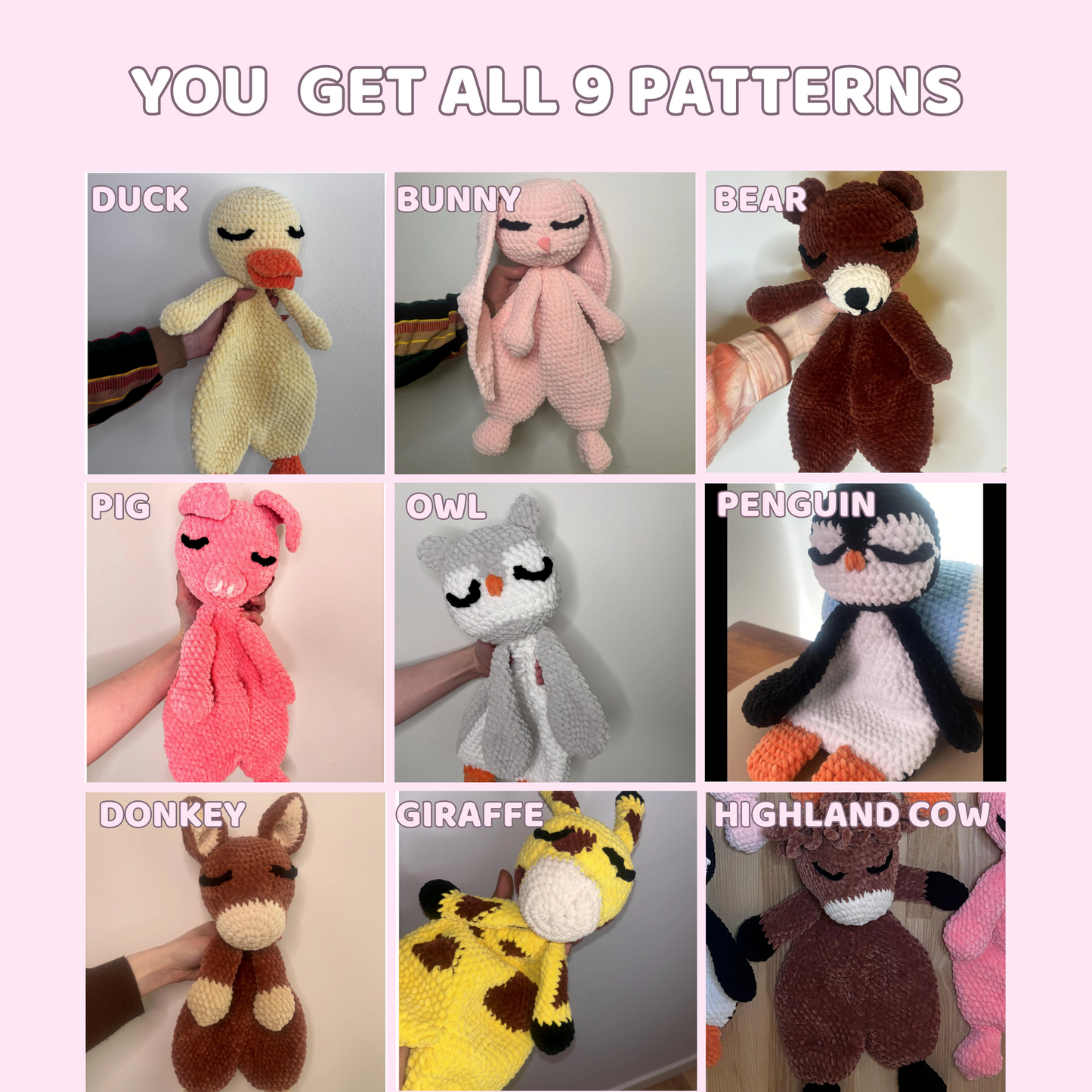 9-in-1 Animal Snuggler Crochet Pattern Bundle β PDF Download