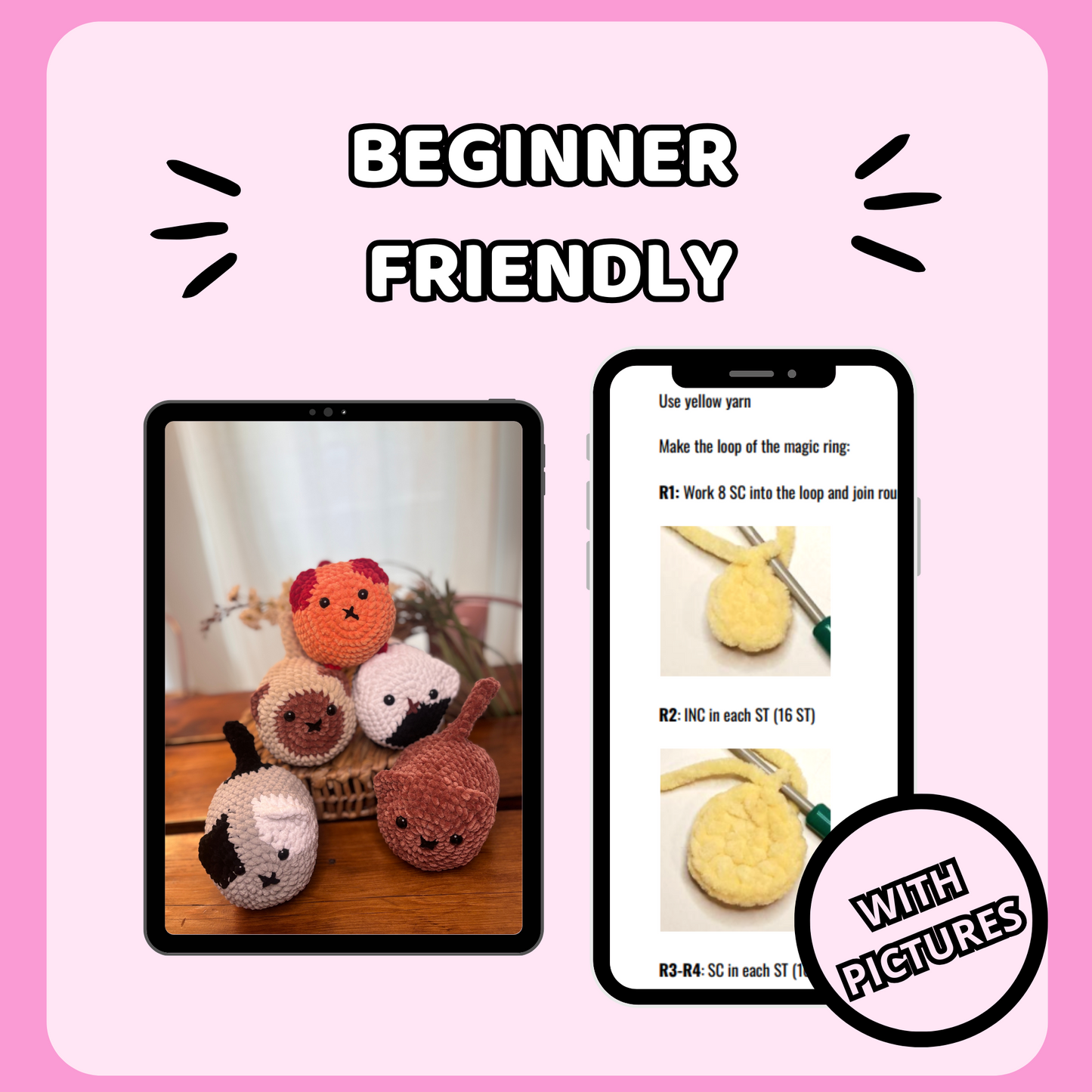 5-in-1 Loaf Cat Crochet Pattern Bundle – No-Sew Plushies for Beginners
