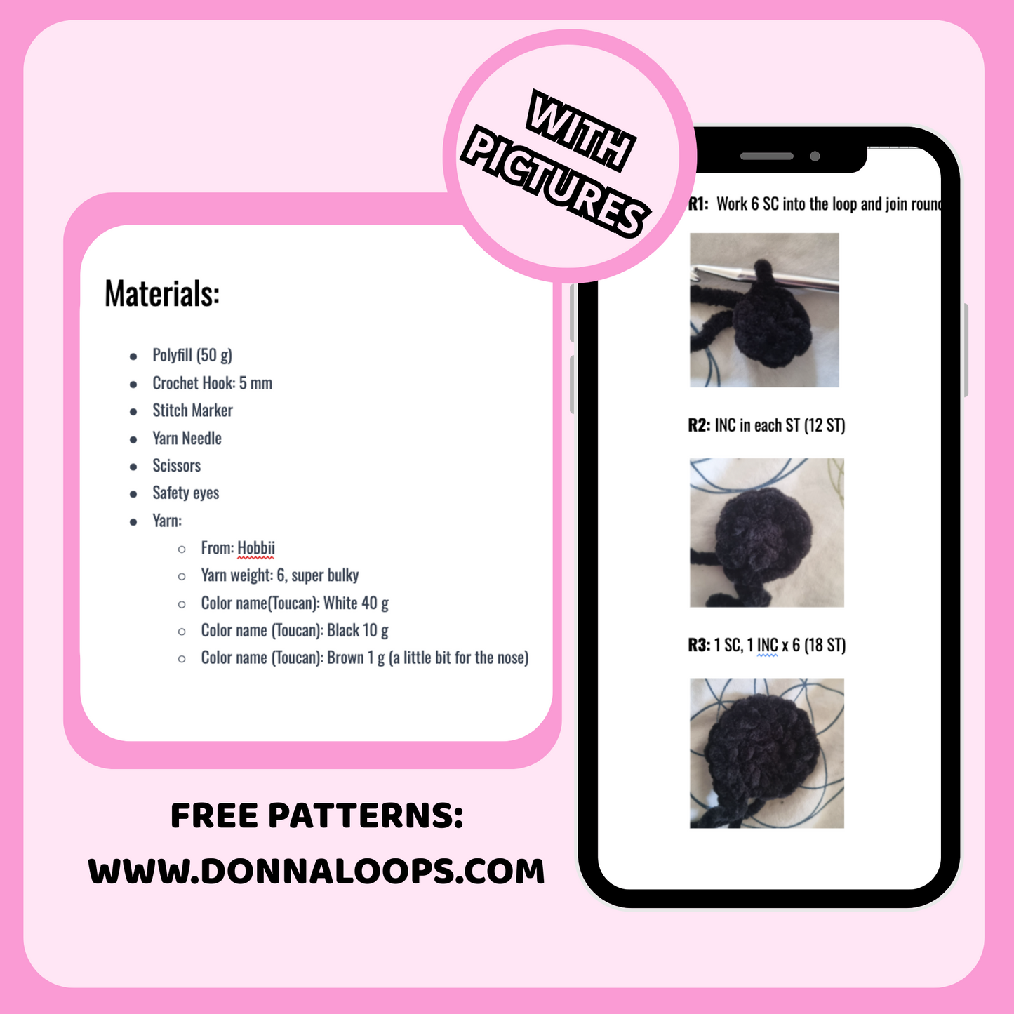 Loaf Cat Crochet Pattern – Black & White (No Sew)
