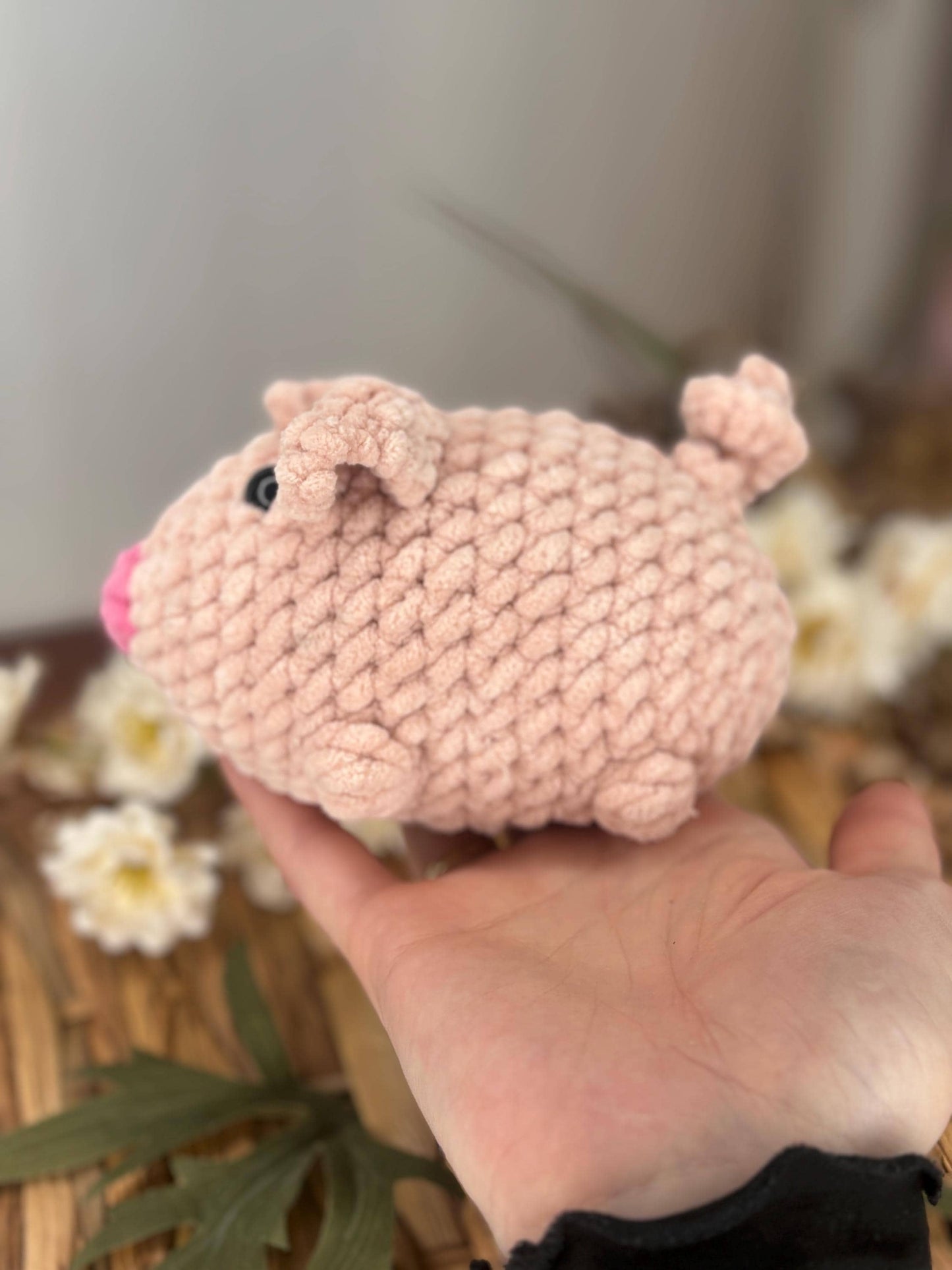 No Sew Pig Crochet Pattern | Easy Amigurumi Farm Animal Plushie Tutorial | Beginner Friendly PDF, Super Bulky Yarn, Fast Crochet Project