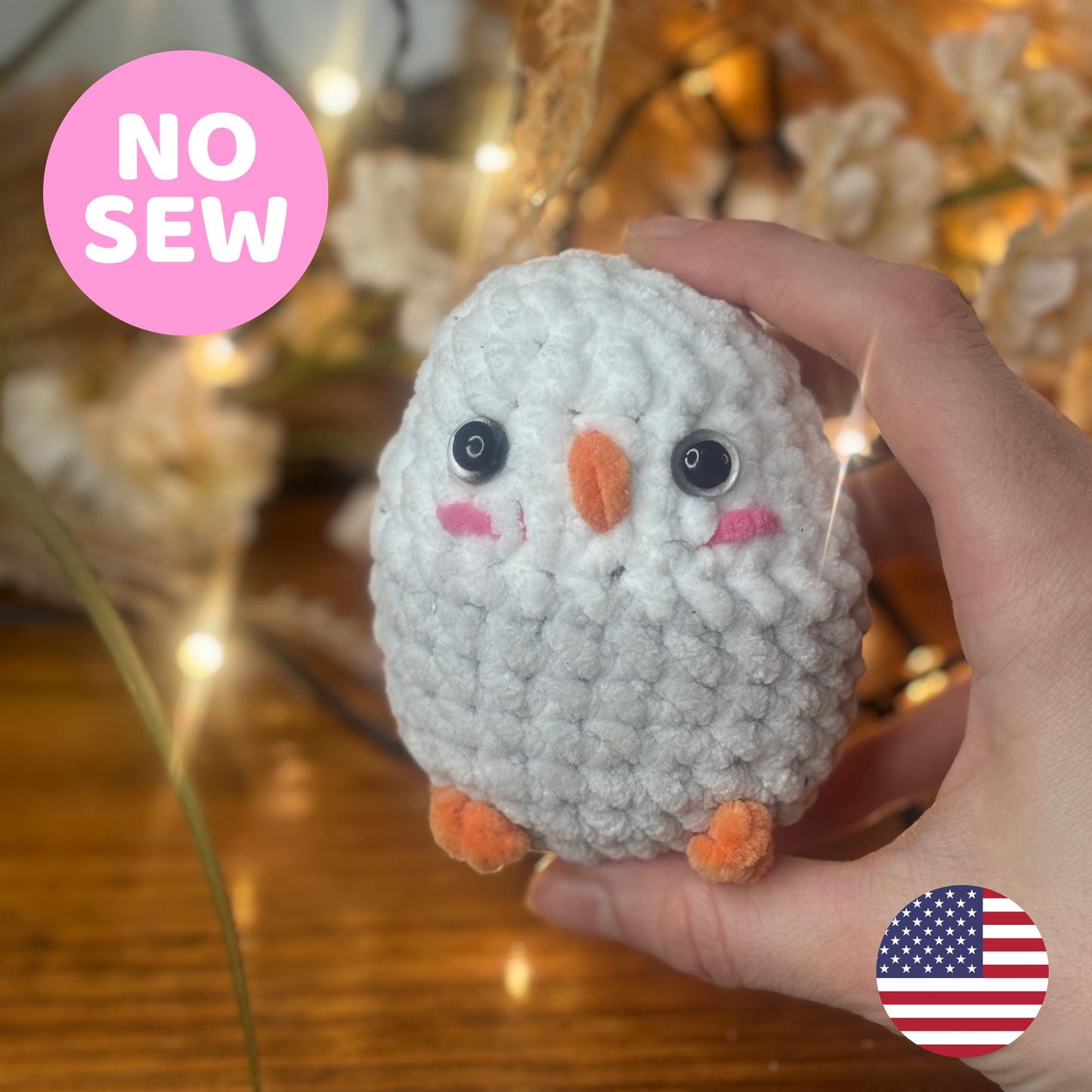Mini No-Sew Seagull Crochet Pattern – Cute Chubby Bird Amigurumi PDF, Beginner Plushie Toy, Coastal Animal Pattern, Quick DIY Gift