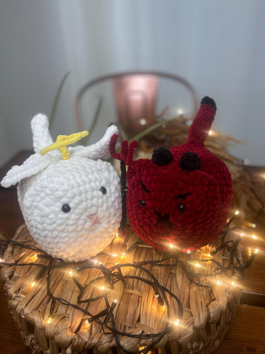 Angel and Devil Loaf Cat Amigurumi Crochet Pattern Bundle – Low Sew Cat Plush PDF Tutorials – Cute and Spooky Crochet Patterns