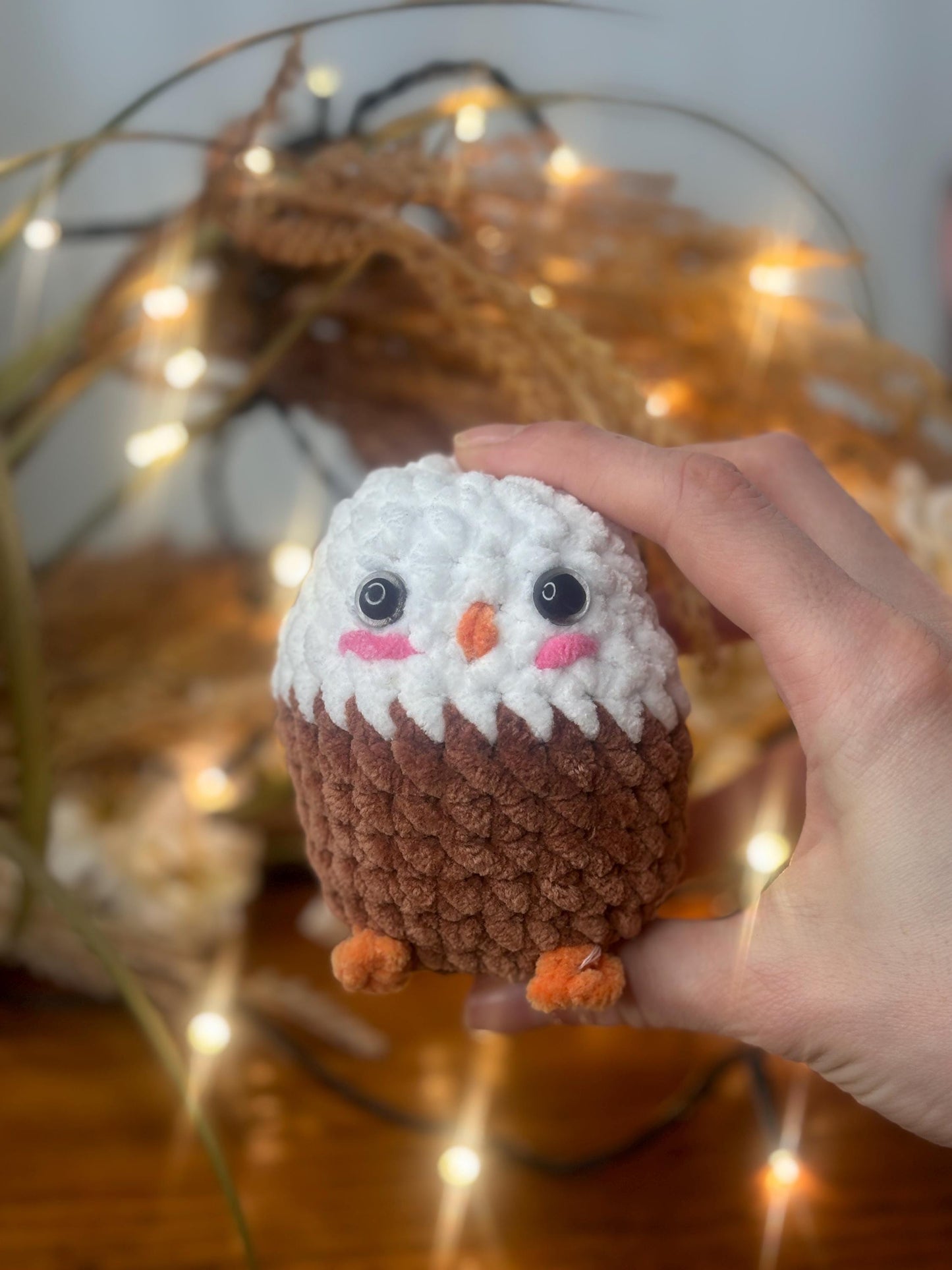Mini No-Sew Eagle Crochet Pattern – Chubby Amigurumi Bird PDF, Easy Plushie Toy, Bald Eagle Crochet Pattern, Patriotic Animal Gift
