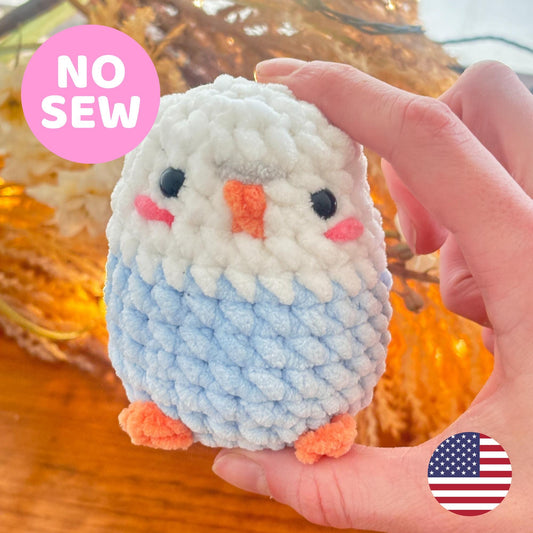 No Sew Chubby Blue Budgie Crochet Pattern – Amigurumi Bird PDF Tutorial, Parakeet Plushie Pattern, Easy Beginner Digital Download
