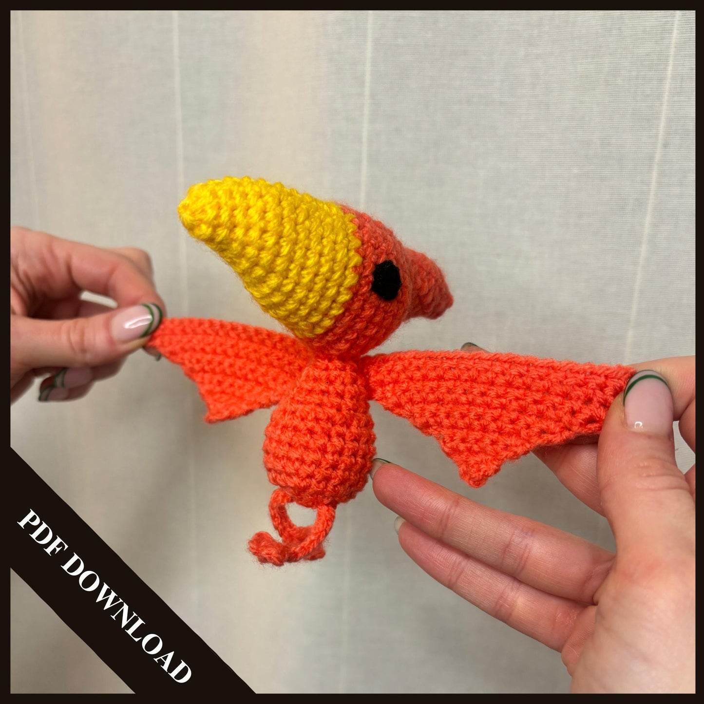 Amigurumi Dinosaur with Wings – Easy Crochet Plushie Pattern PDF for Beginners | Cute Dragon Dino Soft Toy DIY