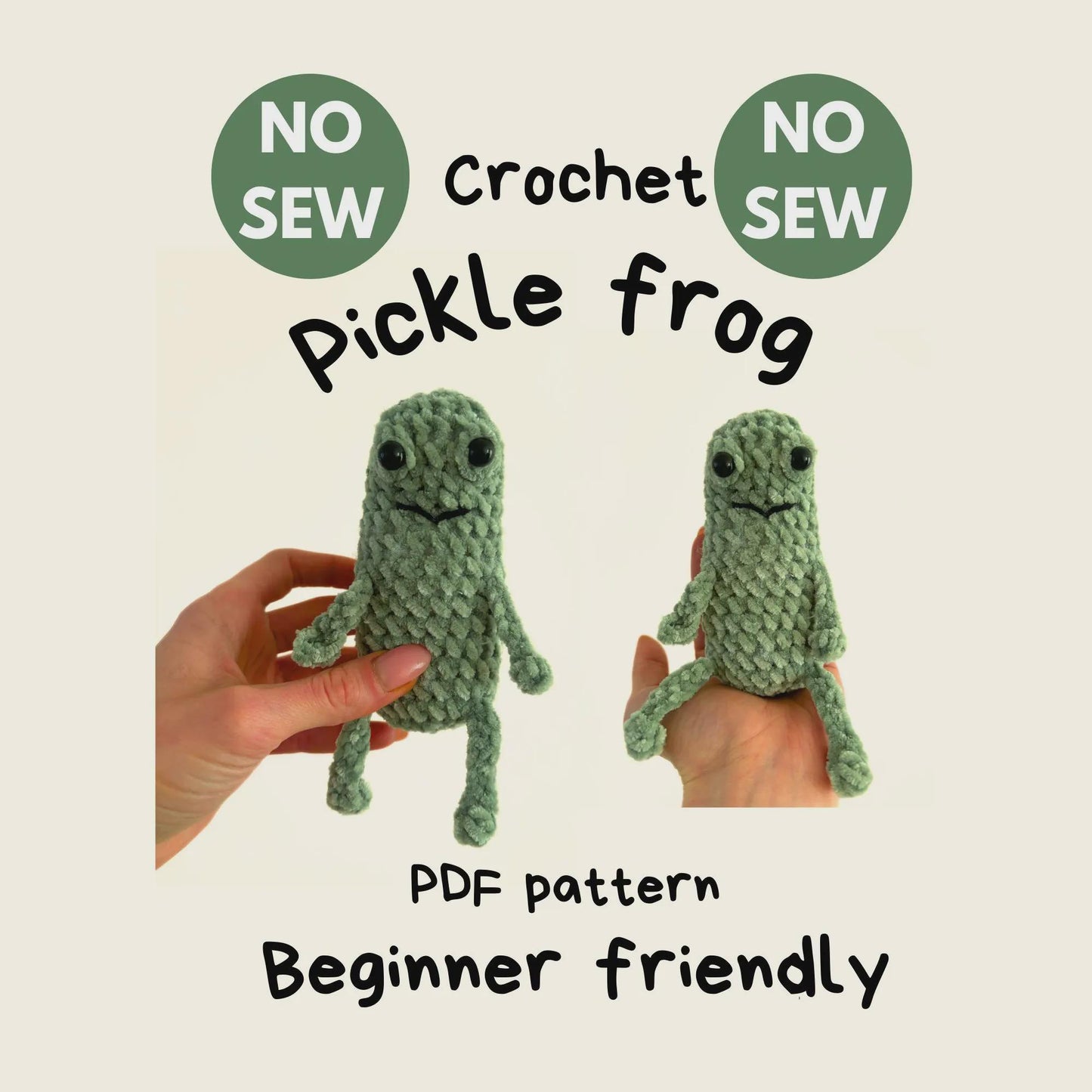 No Sew Amigurumi Pattern Pickle Leggy Frog Crochet | Puff Stitch Eyes | Beginner Frog Plush Pattern Crochet Toy Tutorial