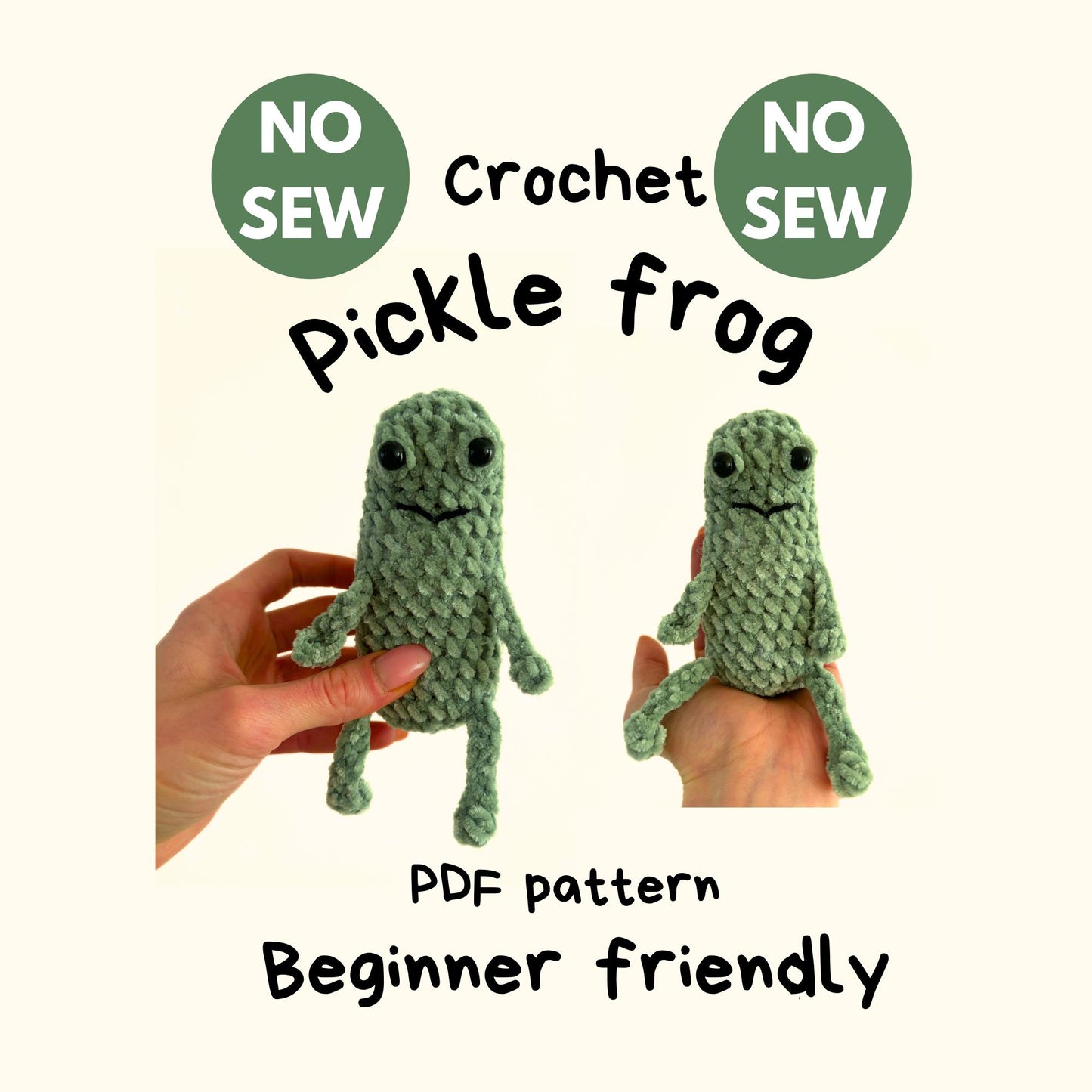 No Sew Amigurumi Pattern Pickle Leggy Frog Crochet | Puff Stitch Eyes | Beginner Frog Plush Pattern Crochet Toy Tutorial