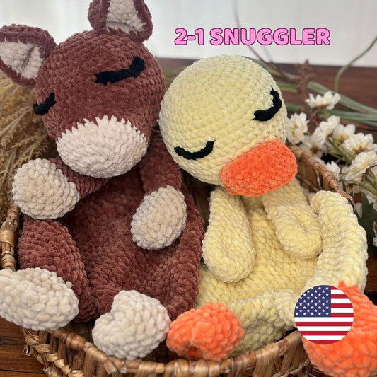 2 in 1 Donkey & Duck Amigurumi Snuggler Crochet Pattern | Crochet Animals | Donkey Plush Pattern | Best Selling Crochet Pattern