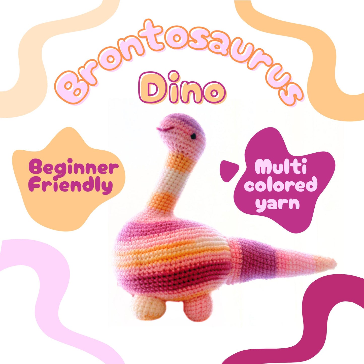 Cute Brontosaurus Amigurumi Dinosaur Crochet Pattern - Beginner Friendly