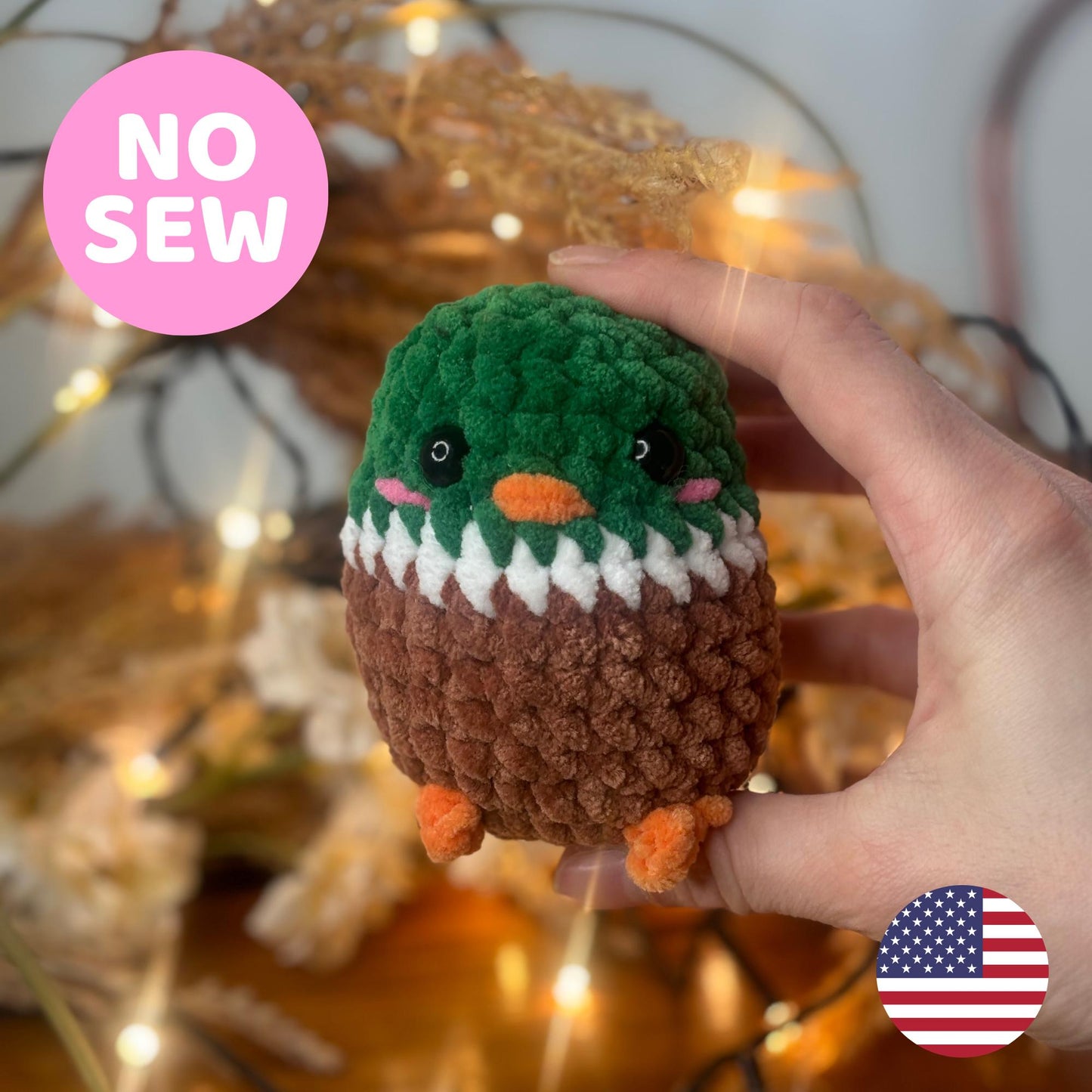 No Sew Mini Mallard Duck Crochet Pattern – Easy Amigurumi Duck Plush – Beginner Friendly PDF Tutorial – DIY Cute Animal Gift