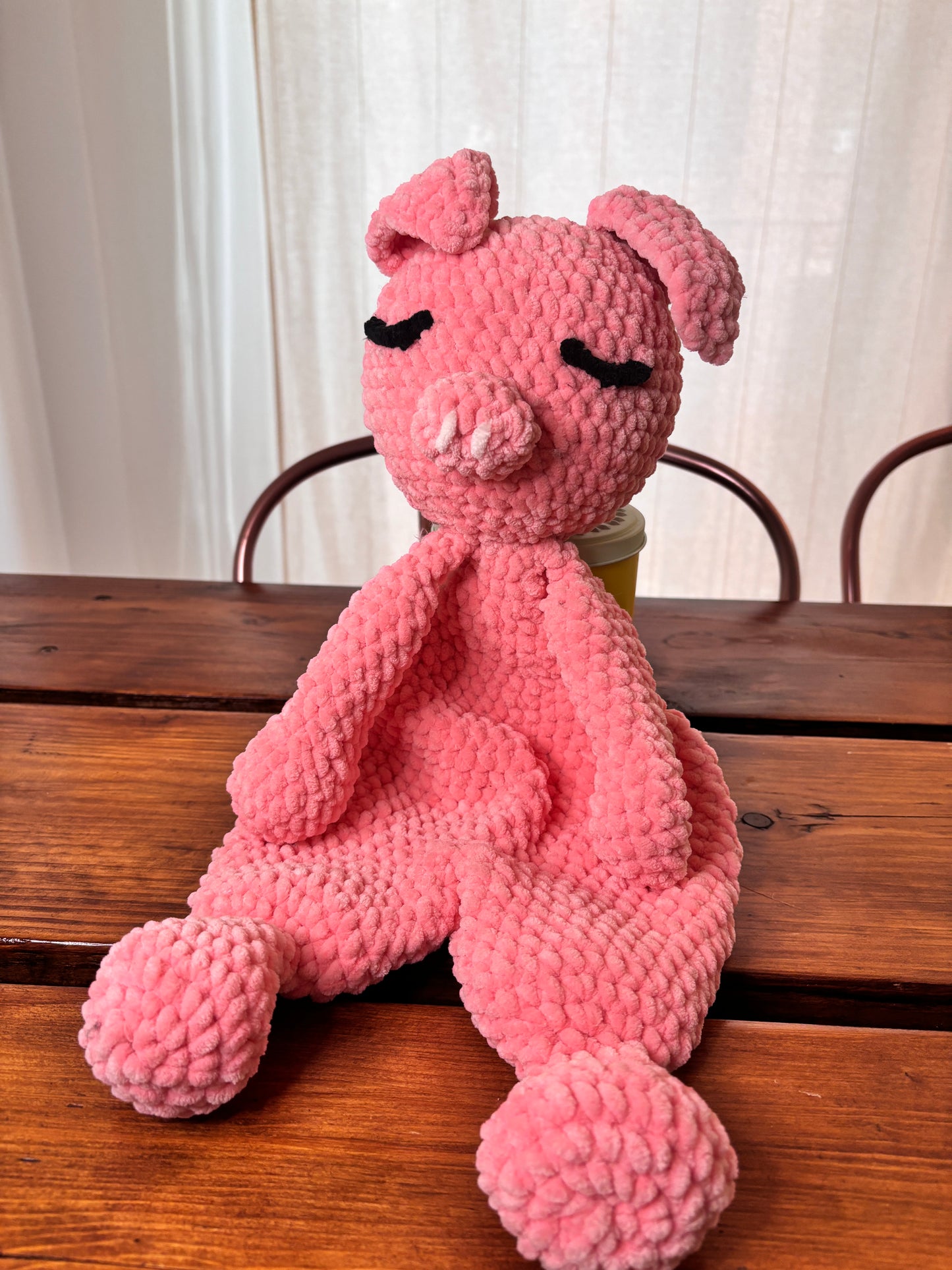 Pig Snuggler Crochet Pattern – Plush Lovey + Baby Blanket Design