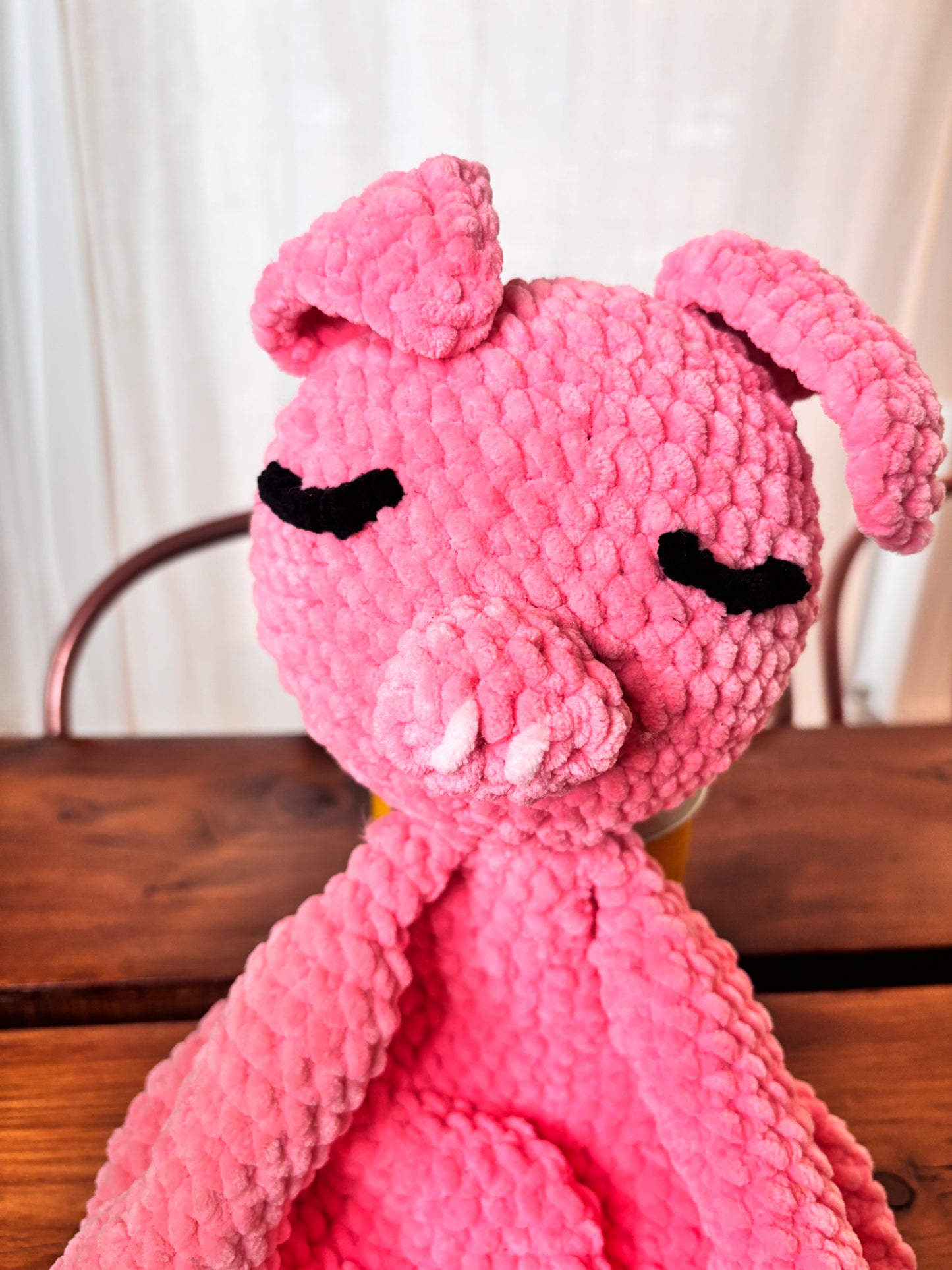 Pig Snuggler Crochet Pattern – Plush Lovey + Baby Blanket Design