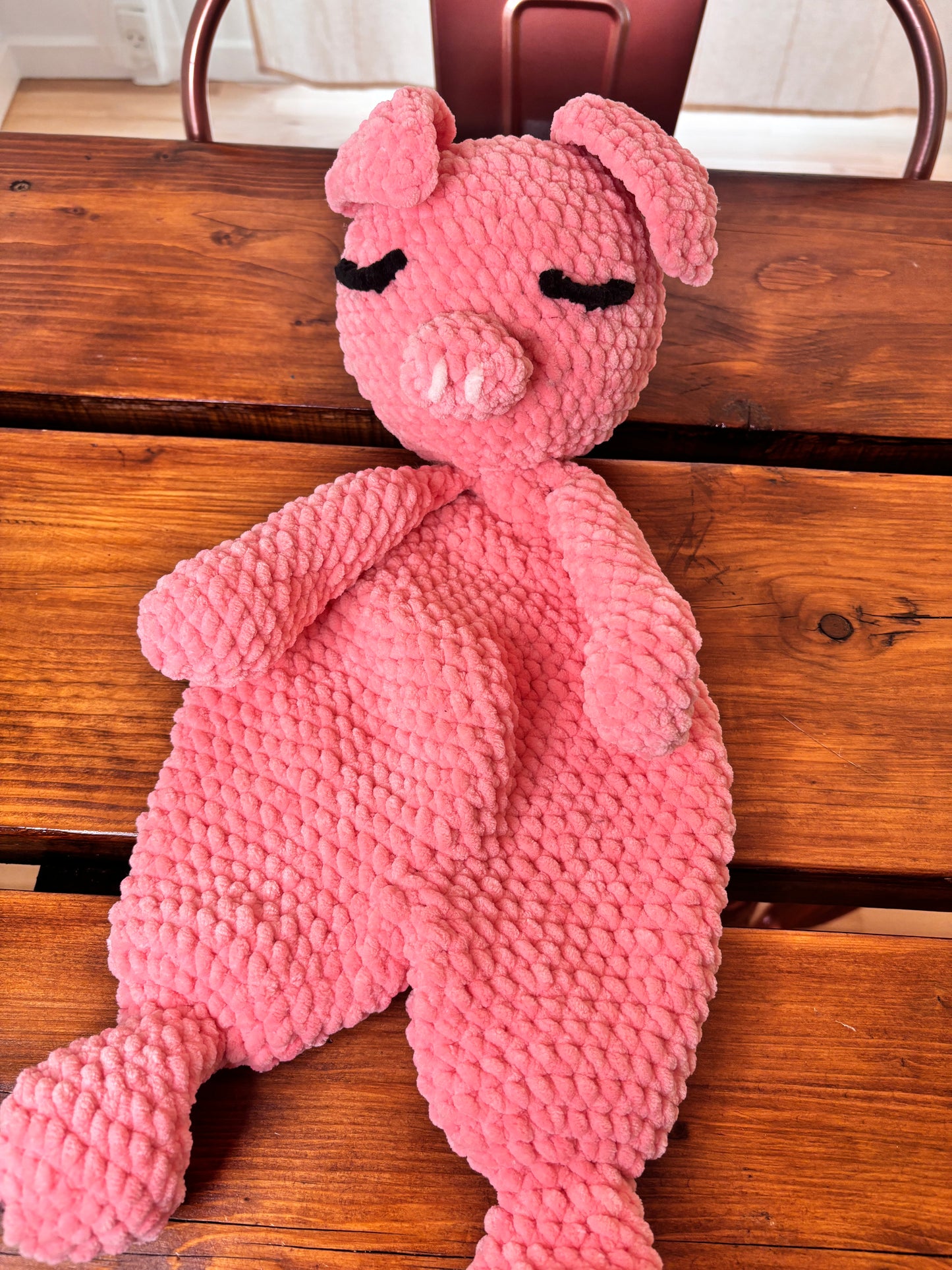 Pig Snuggler Crochet Pattern – Plush Lovey + Baby Blanket Design
