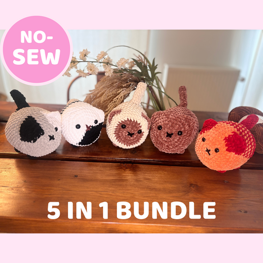 5-in-1 Loaf Cat Crochet Pattern Bundle – No-Sew Plushies for Beginners
