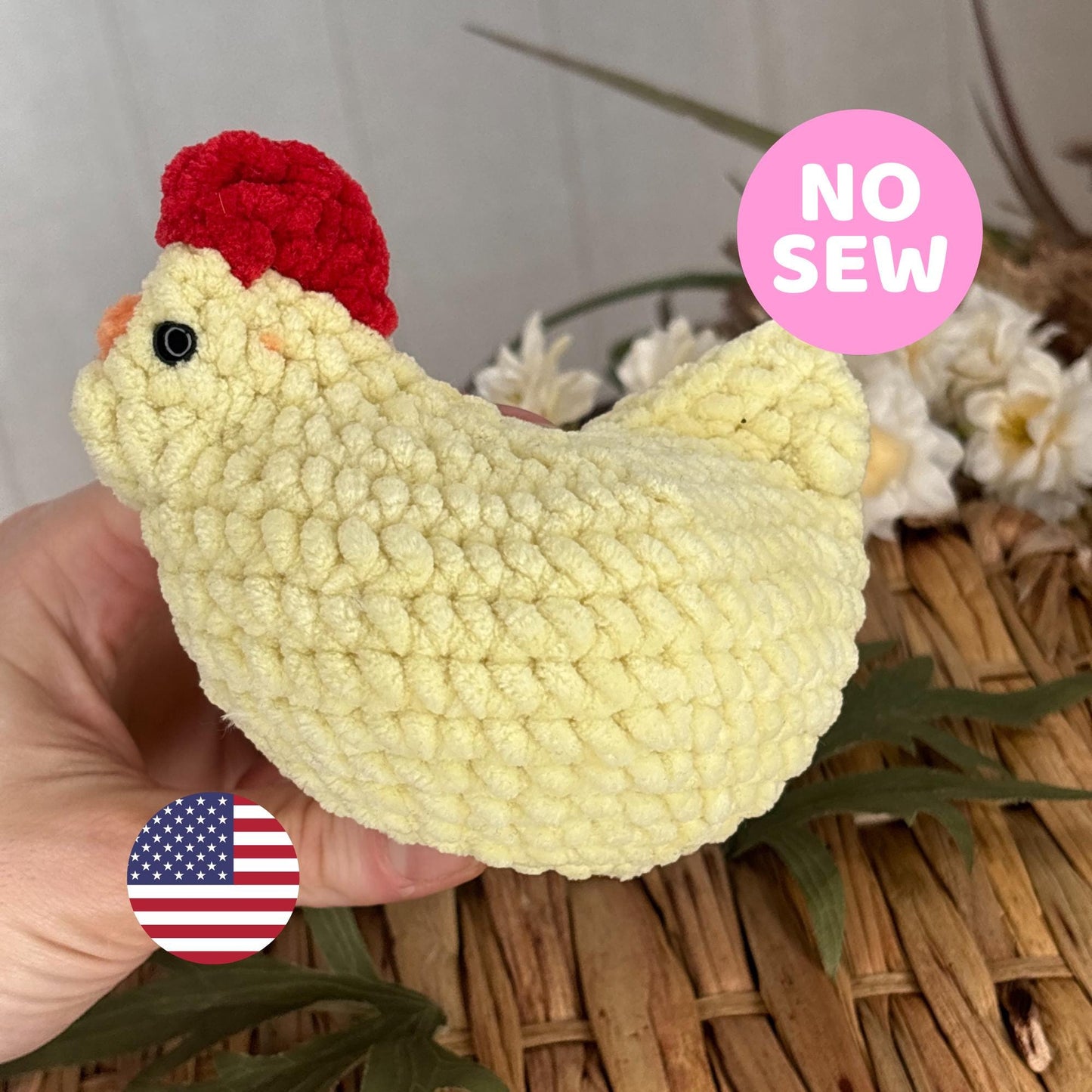 No Sew Chicken Crochet Pattern, Easy Amigurumi Chicken PDF, Beginner Friendly Plushie Tutorial, Instant Download, Farm Animal Toy Pattern
