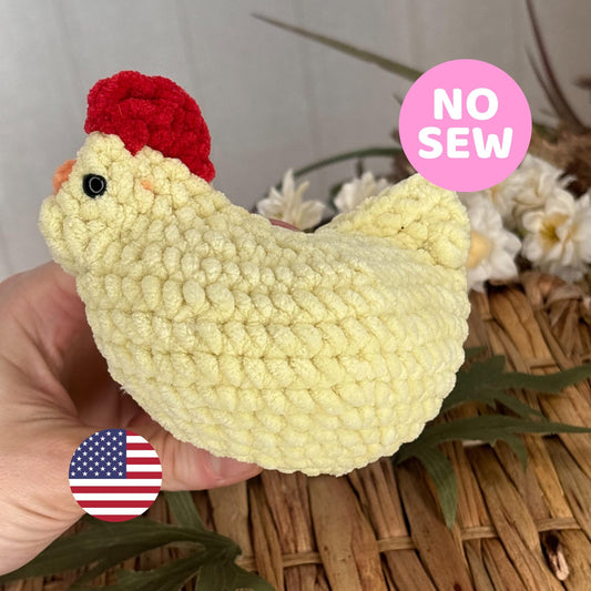 No Sew Chicken Crochet Pattern, Easy Amigurumi Chicken PDF, Beginner Friendly Plushie Tutorial, Instant Download, Farm Animal Toy Pattern