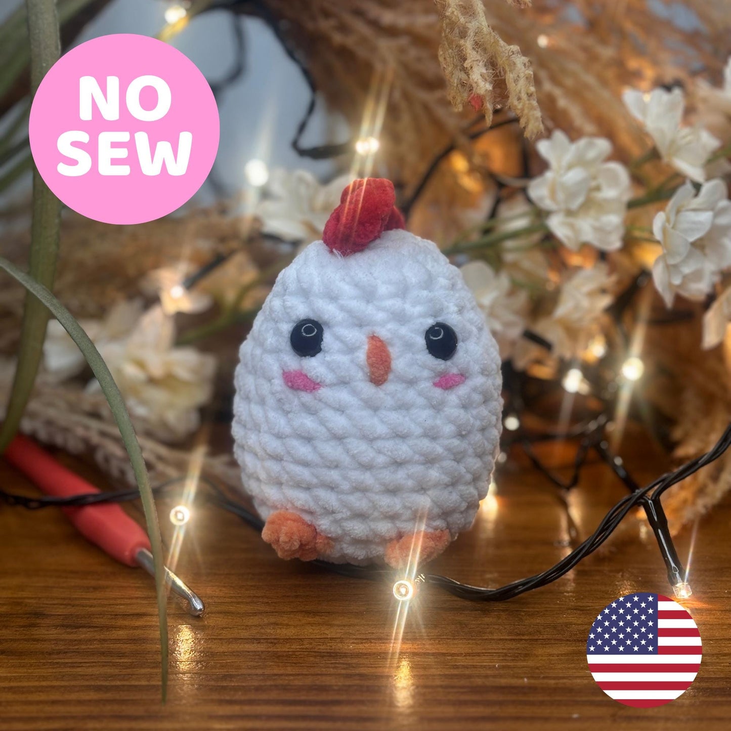 No Sew Chicken Plush Pattern – Easy DIY Bird Plushie – Cute Farm Animal Crochet Tutorial – Beginner Friendly Amigurumi Pattern
