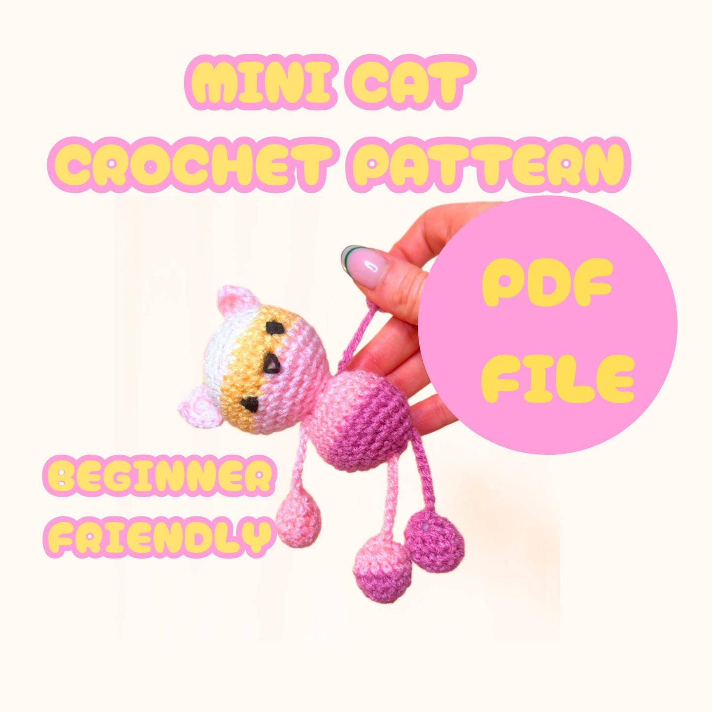 Mini Cat Amigurumi Pattern – Easy Crochet Plushie PDF for Beginners
