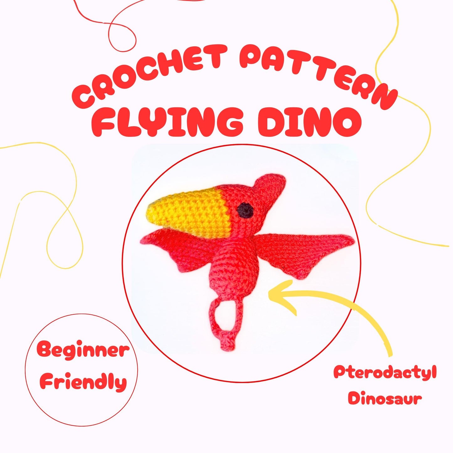 Amigurumi Dinosaur with Wings – Easy Crochet Plushie Pattern PDF for Beginners | Cute Dragon Dino Soft Toy DIY